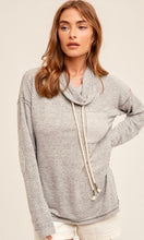 *SALE! Agary - SIZE SMALL Heather Grey Funnel Neck Cozy Hacci Knit Top