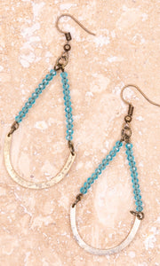Audry Mint Crystal Teardrop Bronze Dangle Earrings