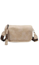 Aspen Ecru Cream Vegan Leather Boho Strap Sling Crossbody Pack Handbag