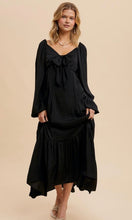 Cinderella Black Bow Satin Maxi Dress