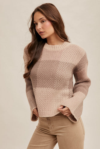 Breezy Pink Multi Color Checker Sweater