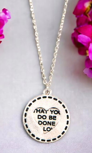 Necklace Silver Love Message Coin Pendant Necklace