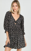 Anray Black Boho Floral Smocked Print Dress