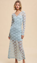 Abram Dusty Sage Allover Lace Slip Insert 2-Piece Maxi Dress