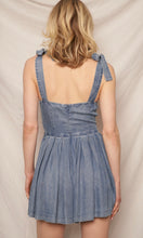 Beckha Denim Blue Shoulder Tie Pleated Jumpsuit