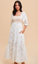 Carly White Embroidered Cotton Gauze Smocked Dress