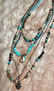 Mesa Flower & Heart Charm Beaded Multi Long Necklace