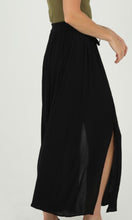 Ajasy Black Double Slit Drawstring Maxi Skirt