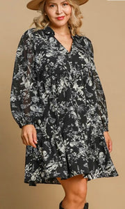 Alela Black Floral Print Dress