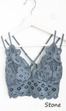 Alissa Sleet Grey Lace Trim Smocked Back Adjustable Strap Bralette