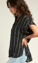 Areny Black & White Stripe Cotton Blouse Top