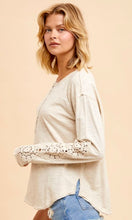 Ambry Cream Washed Cotton Crochet Cuff Knit Top