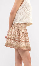 Arcie Rose Border Print Smocked Waist Mini Skirt