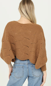 Clementine Camel Cable Knit Poncho Sweater