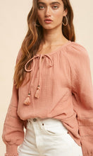Almay Mauve Pink Lace Trim Peasant Shirt Top