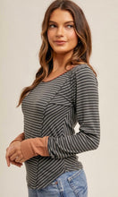 Aquin Slate Stripe Ribbed Knit Top