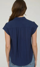 Liana Collared Button Down Tab Sleeve Shirt