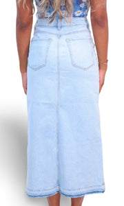 Bryson Denim Jean Long Skirt with Front Slit