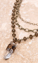 Abbie Bronze Wire Wrapped Crystal Stone Pendant Triple Layer Necklace