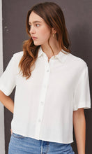 Anjana White Linen Boxy Crop Shirt Top