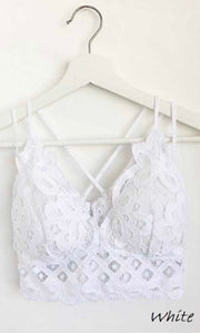 Alissa Sleet Grey Lace Trim Smocked Back Adjustable Strap Bralette