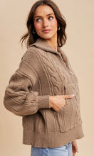 Lyam Fawn Chunky Cable Knit Half Zip Sweater