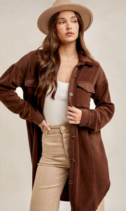 Acardia Brown Cozy Fleece Longline Jacket Shacket