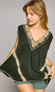 Aastha Black Lace Detail Luxe Jersey Knit Top