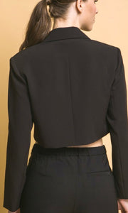 Aracal Black Double Breasted Cropped Blazer Jacket