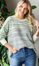 Carlee Multicolor Knit Detail Round Scoop Neck Sweater