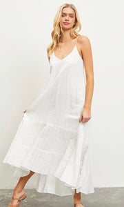 Alynda  Off White Button Back High-Low Maxi Dress