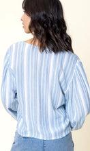 Ameca Blue & White Stripe Blouse Top