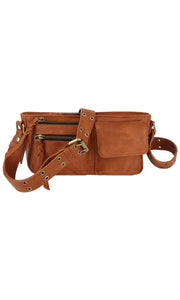 Winston Black, Brown, Tan & Grey Vegan Leather Sling Crossbody Pack Handbag