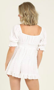 Catalina White Eyelet Embroidered Shorts Romper