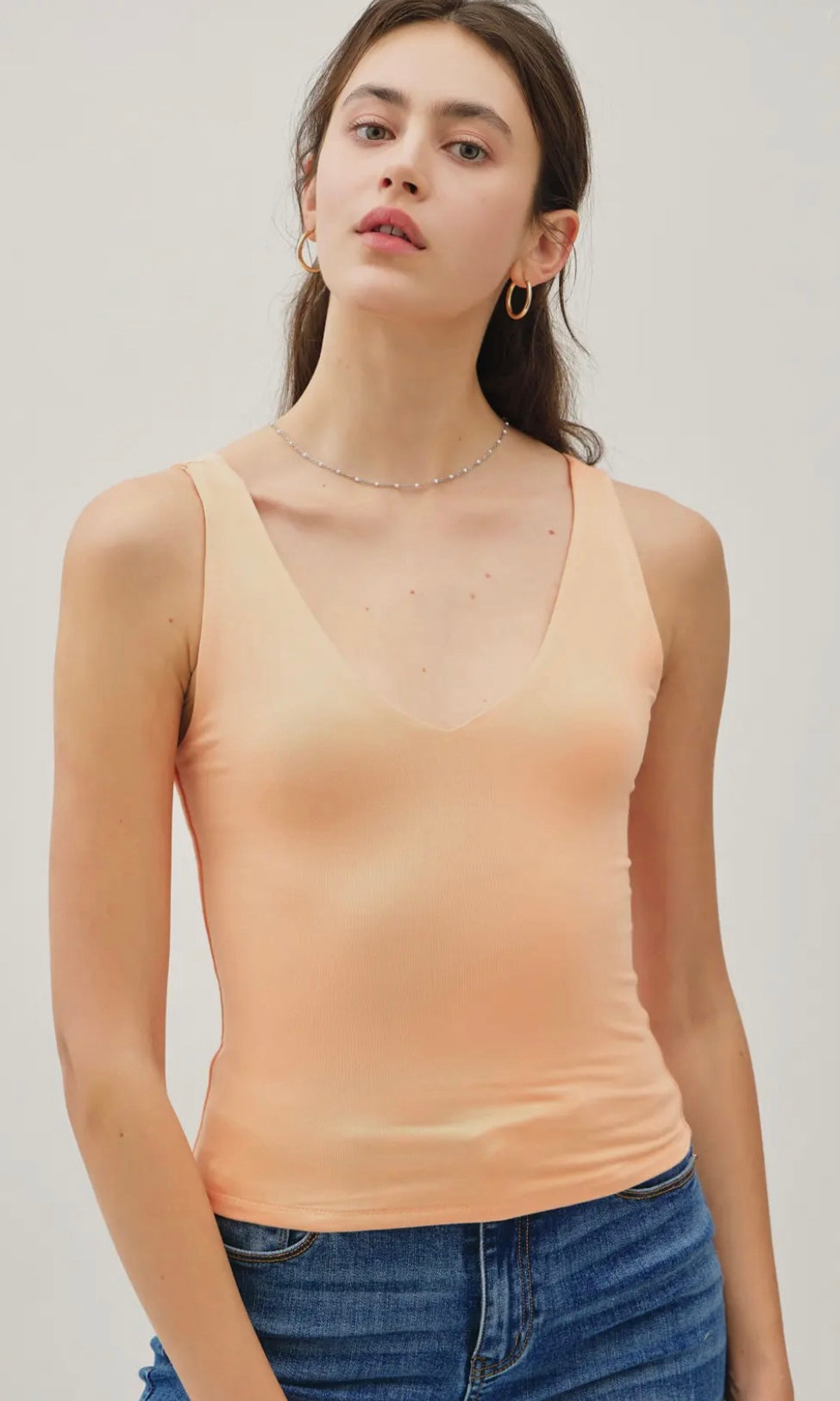 Brooke Basic Apricot V Neck Tank