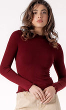 Creena Oxblood Rimmed Edge Long Sleeve Top