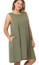 Abera Light Olive Soft Jersey Knit Side-Pocket Dress