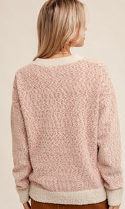 Ajony Mauve Two-Tone Cozy Sweater Top