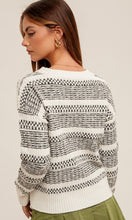 *SALE! Astacy - Black-Cream Textured Pullover Sweater Top