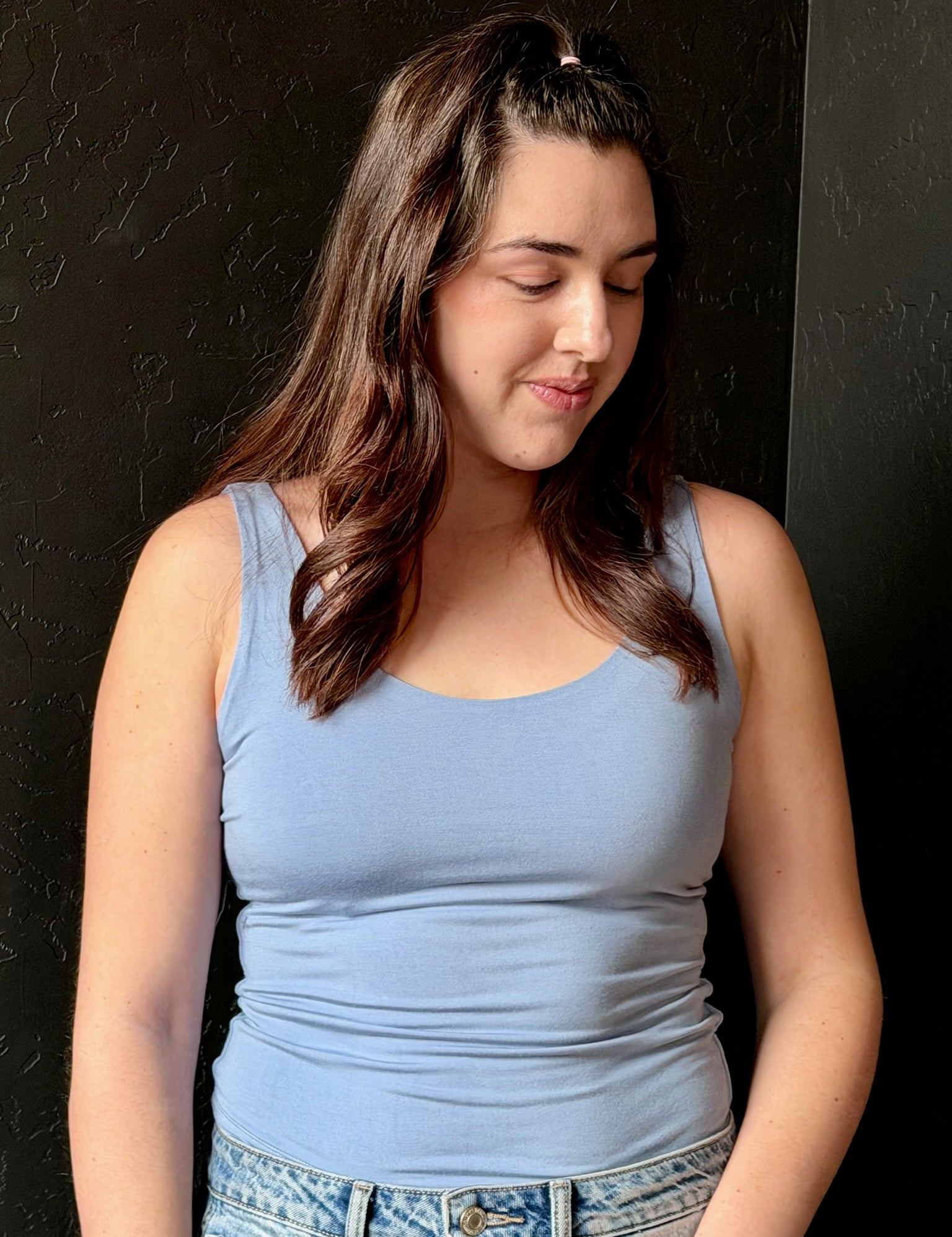 Gaxton Black Basic Scoop Neck Tank