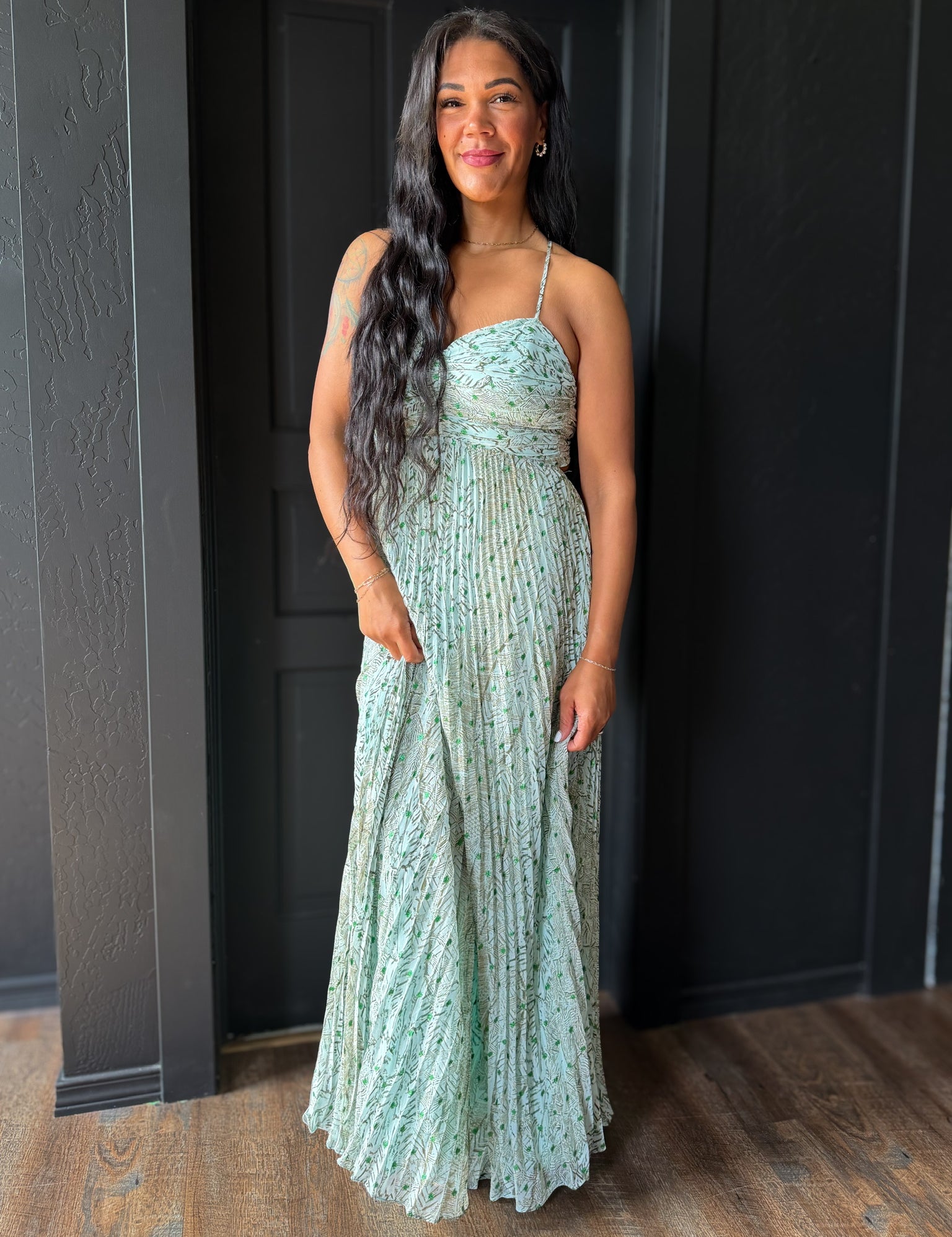 Hayze Sleeveless Cut-out Back Tie Maxi Dress