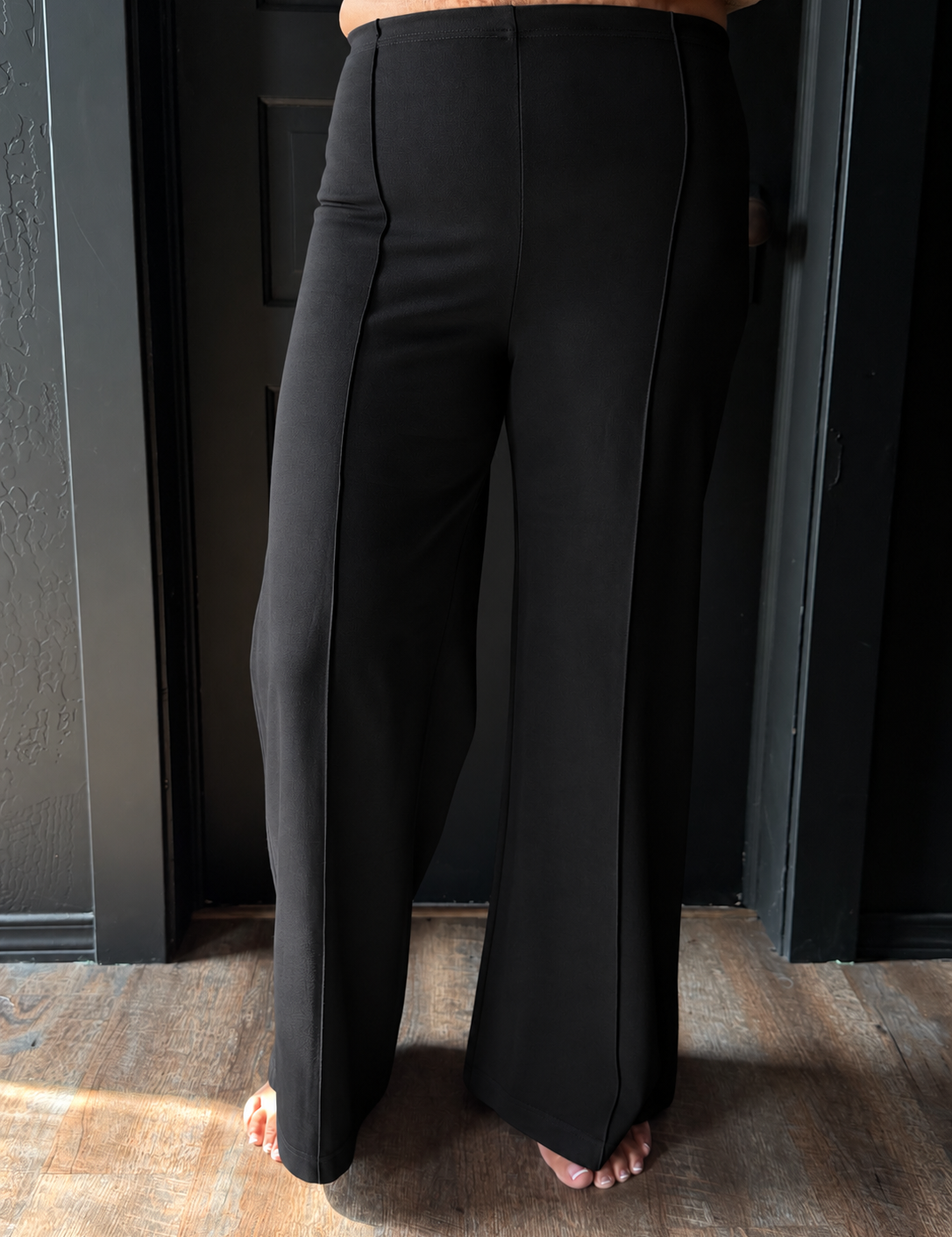 Thalia Brown High Waist Contour Wide Leg Ponte Pant