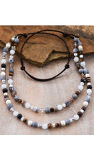 Bohemian Black and Grey Double Strand Stone Bead Necklace