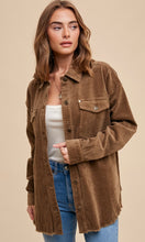 *SALE! Antera - SIZE SMALL Truffle Brown Corduroy Oversized Side Pocket Shacket Jacket