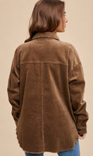 *SALE! Antera - SIZE SMALL Truffle Brown Corduroy Oversized Side Pocket Shacket Jacket