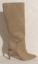 *SALE! Shay - Khaki Suede Stiletto Western Cut Tall Boots