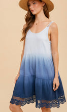*SALE! Alyna Blue Bohemian Dip Dye Crochet Back Mini Dress