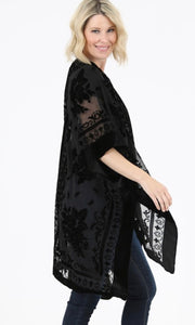 Akinda Black Boho Beautiful Burnout Velvet Kimono