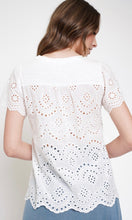 *SALE! Amare White Mixed Eyelet Knit Shirt Top