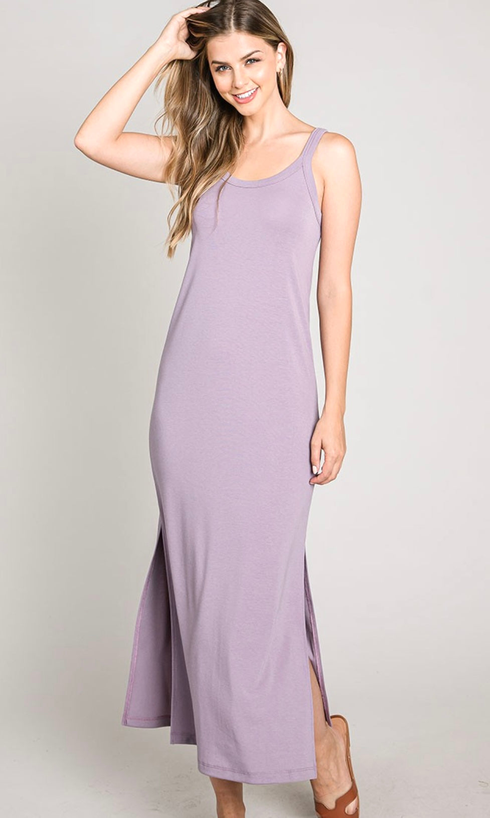 *SALE! Axle Grape Lavender Soft Jersey Knit Midi Dress